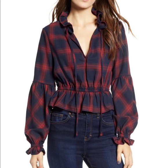 NWT The Fifth Label Nash Plaid Top Navy/Red XXS - Picture 6 of 10